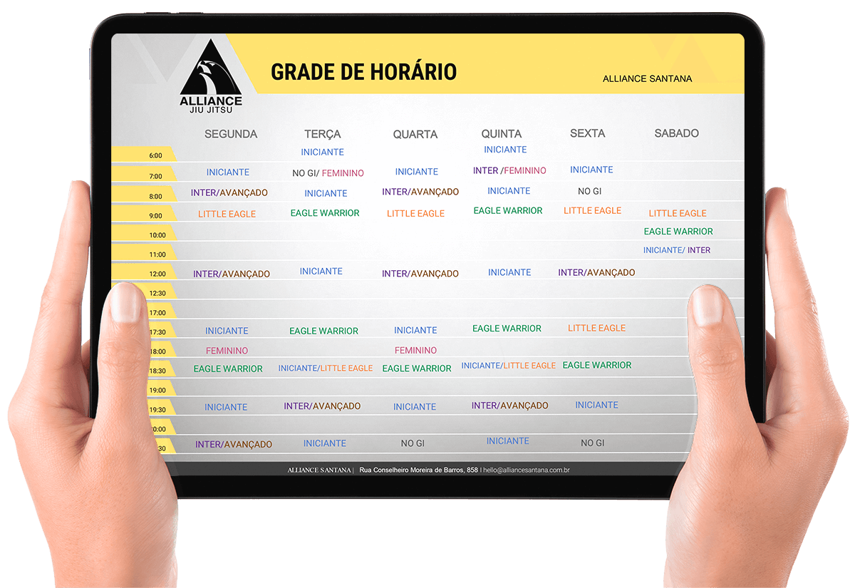 Grade de horários da Alliance Jiu Jitsu Santana